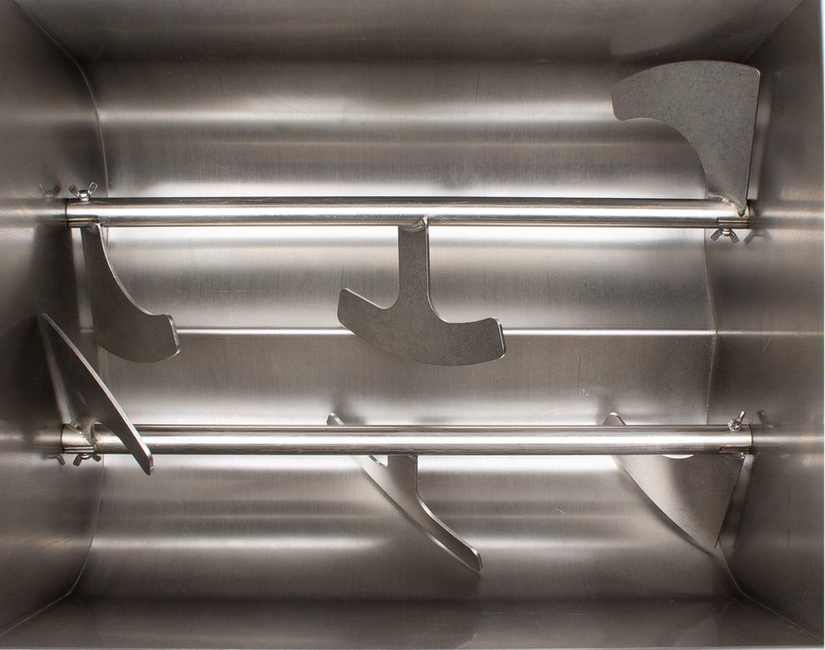 Beeketal 'FMD30' Gastro Marinator Vermenger aus Edelstahl mit ca. 30 Liter Volumen, 2 Butterfly-Mischpaddeln, Sichtschlitz und stabiler Handkurbel für leichtere Handhabung