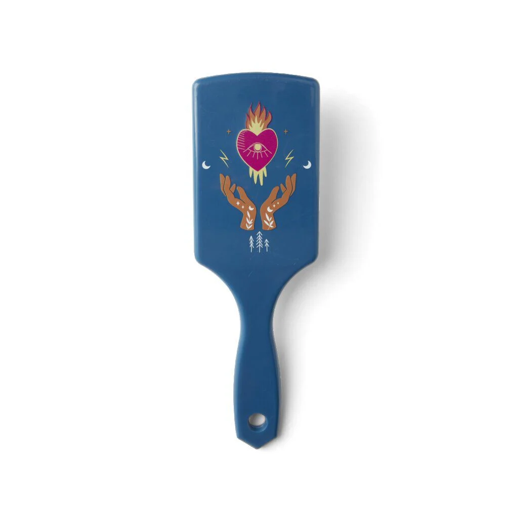 Brosse à cheveux en plastique imprimé 4 coloris