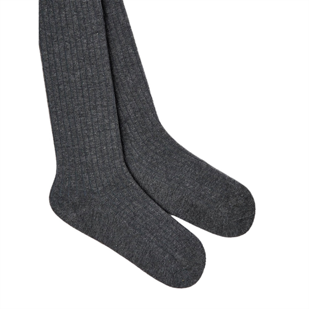 Dark Grey Melange Rib Strømpebukser 2-pak Noos