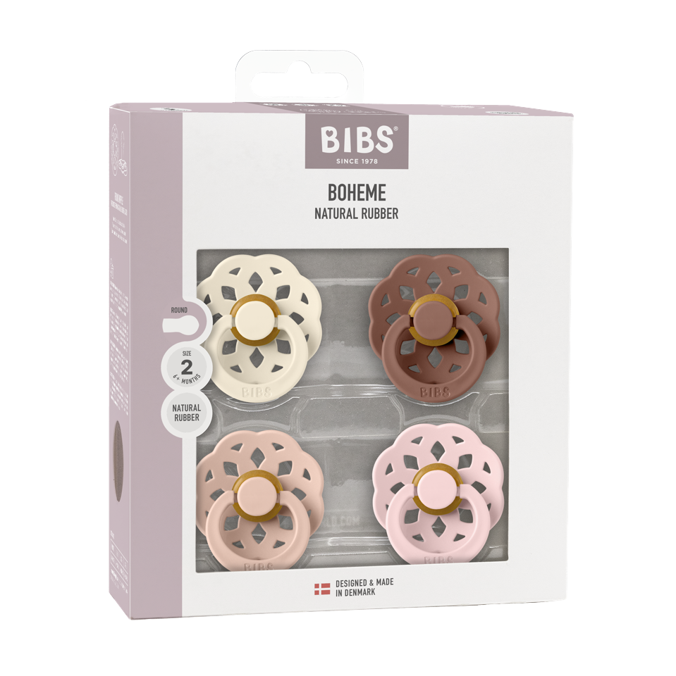 BIBS - Pacifier Boheme 4 PACK - Blush Mix - Size 2