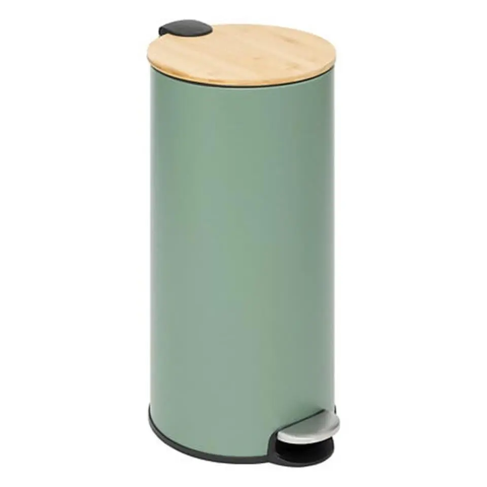 5Five Prullenbak/pedaalemmer Bamboe - groen - 30L - 60 cm