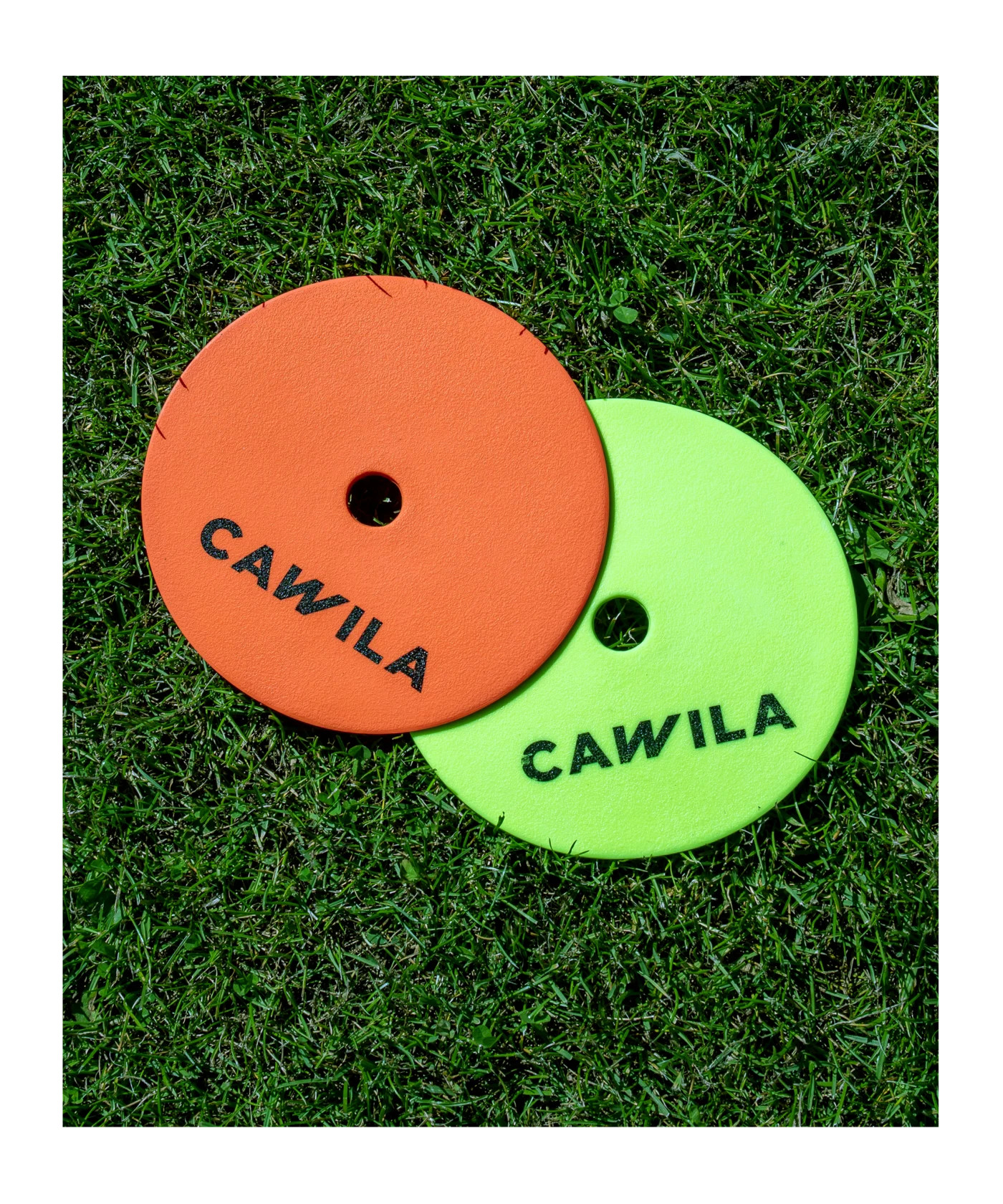 Cawila Floormarker 24er Set inkl. Halter | Markierungsscheiben, 12 x gelb und 12 x orange