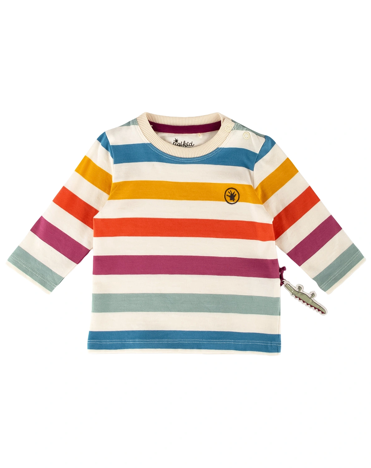 Langarmshirt B - WILD CROCODILE STRIPES in ecru/bunt