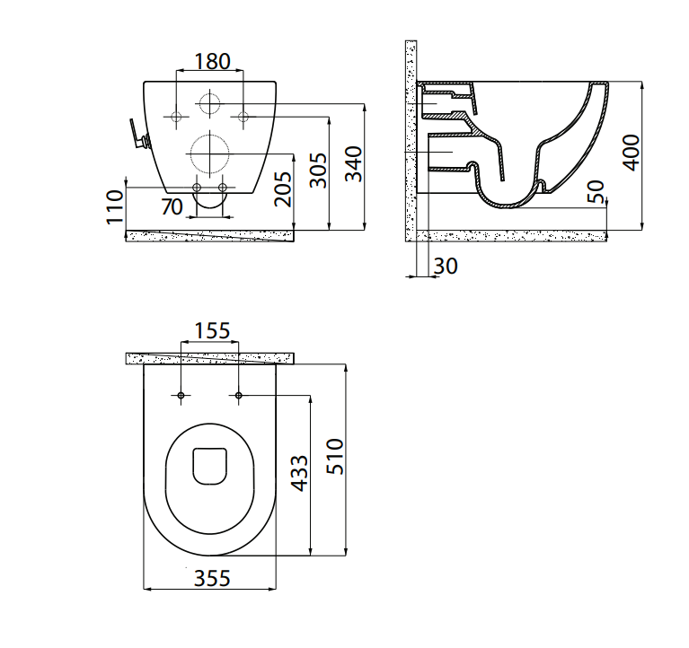 SaniGoods Bidet mat wit toilet met warm en koudwater sproeier randloos zonder zitting
