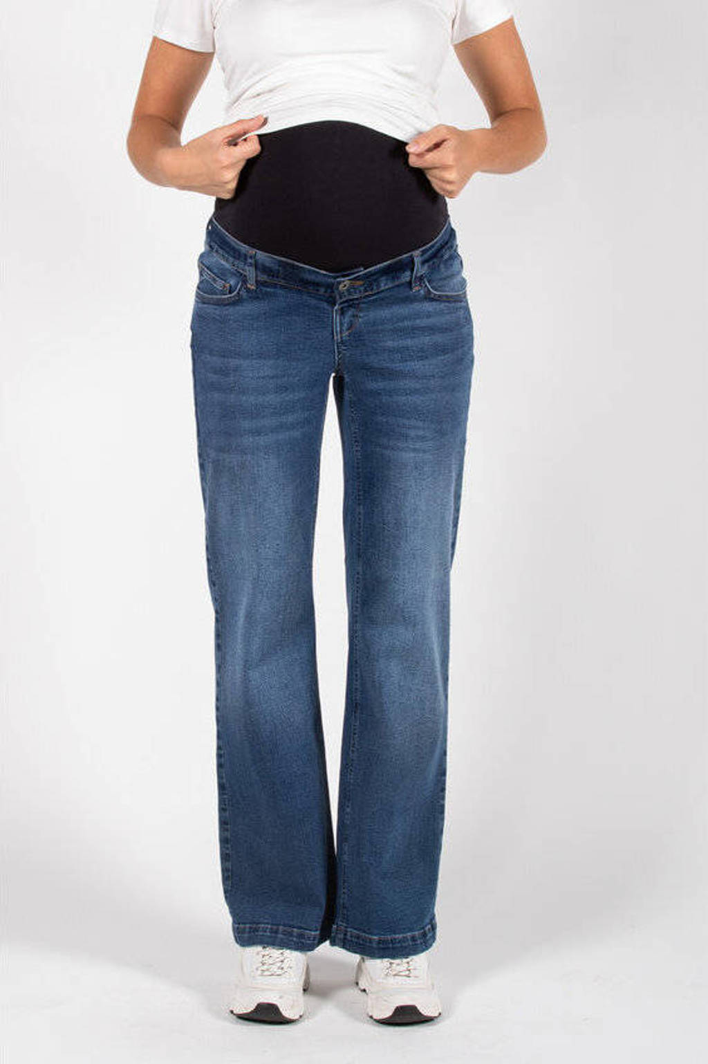 LOVE2WAIT low waist zwangerschaps wide leg jeans stonewashed