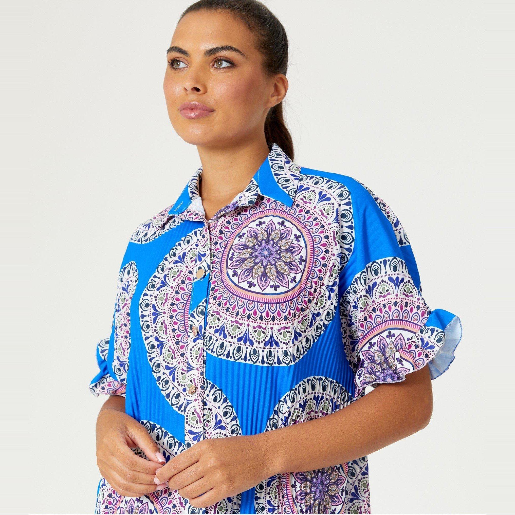 Be You BY Pleated Print Shirt and Short Co Ord Set Womens