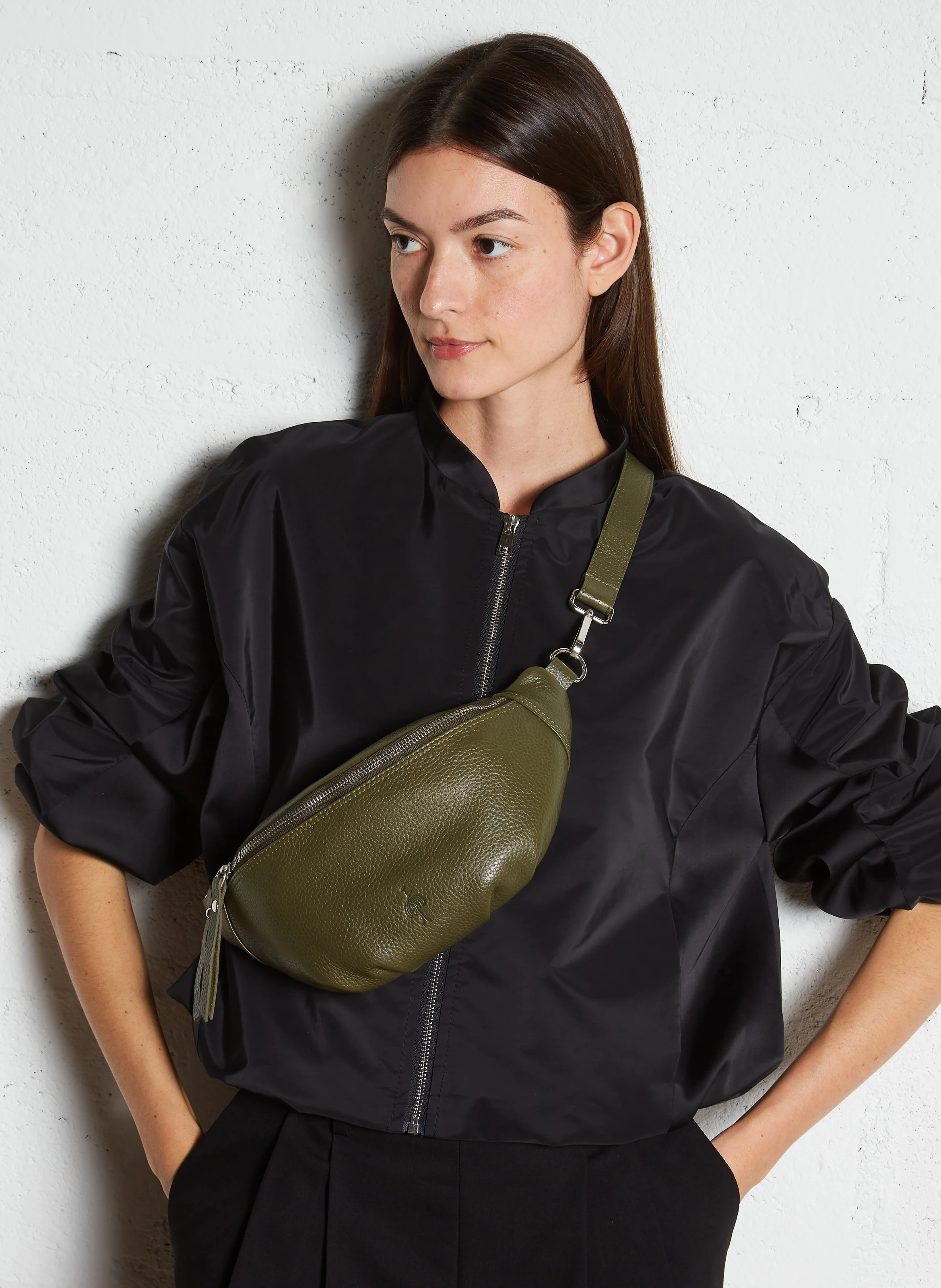 ANGEL - Sac banane en cuir | Vert