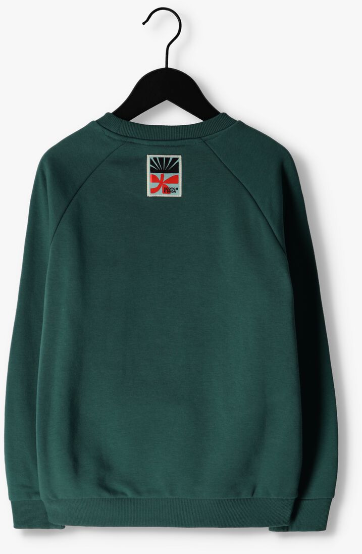 SCOTCH & SODA donkergroene scotch & soda trui crewneck artwork sweatshirt