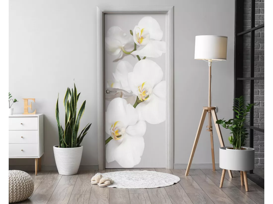 Stickers de porte autocollants - Orchidées blanches 95x205 cm
