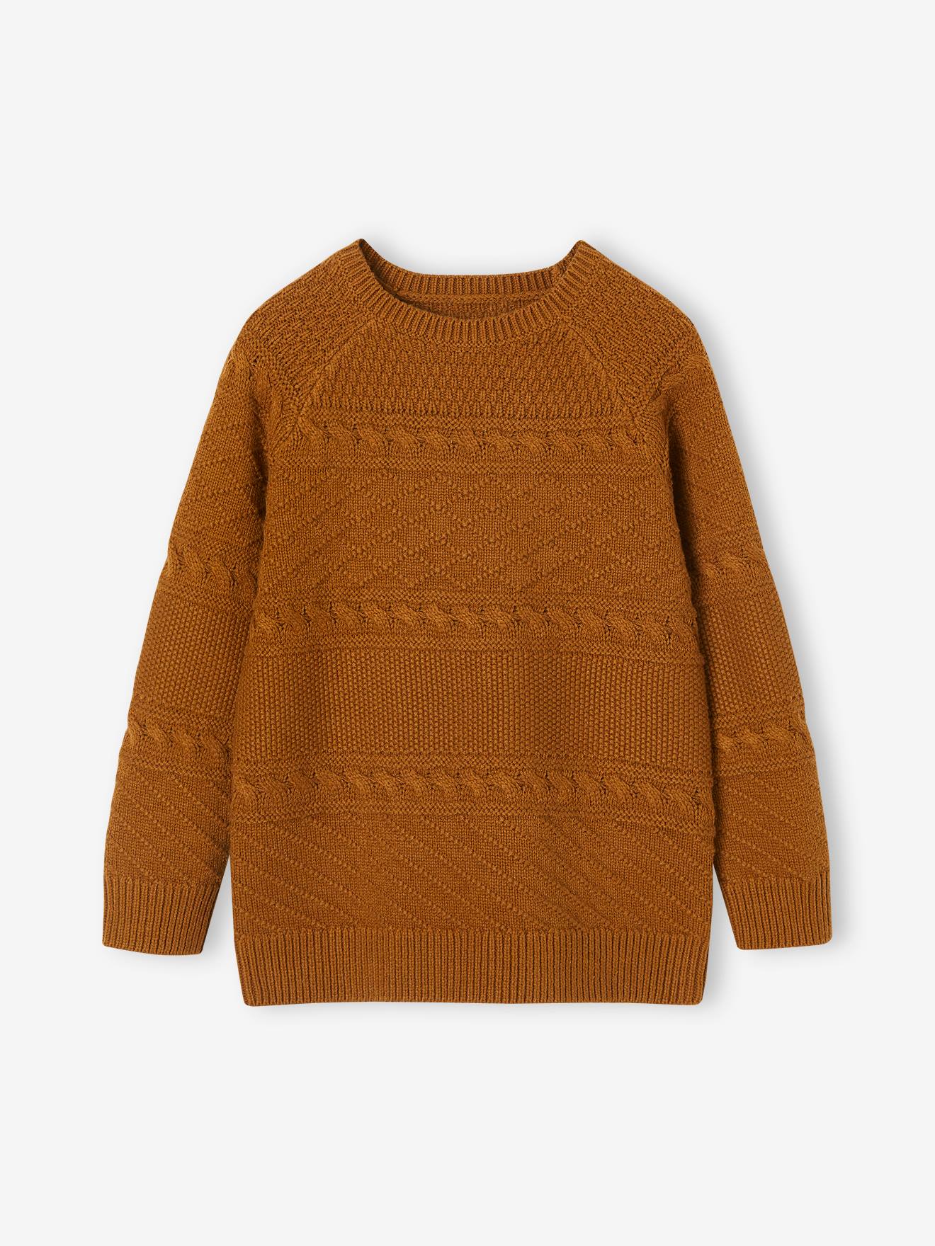 Suéter de tricô elegante para meninos, cor bronze