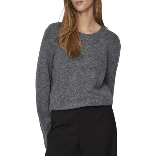 Vila - VIJANEY L/S O-NECK KNIT TOP Gris