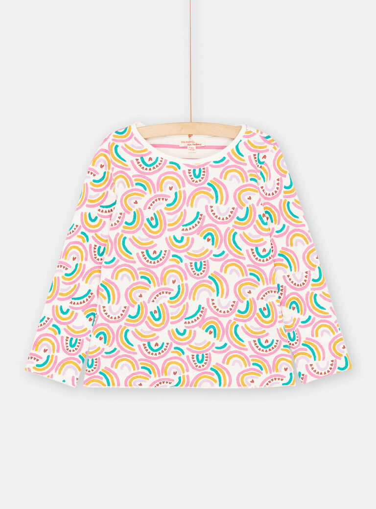 T-shirt réversible fond écru pour fille