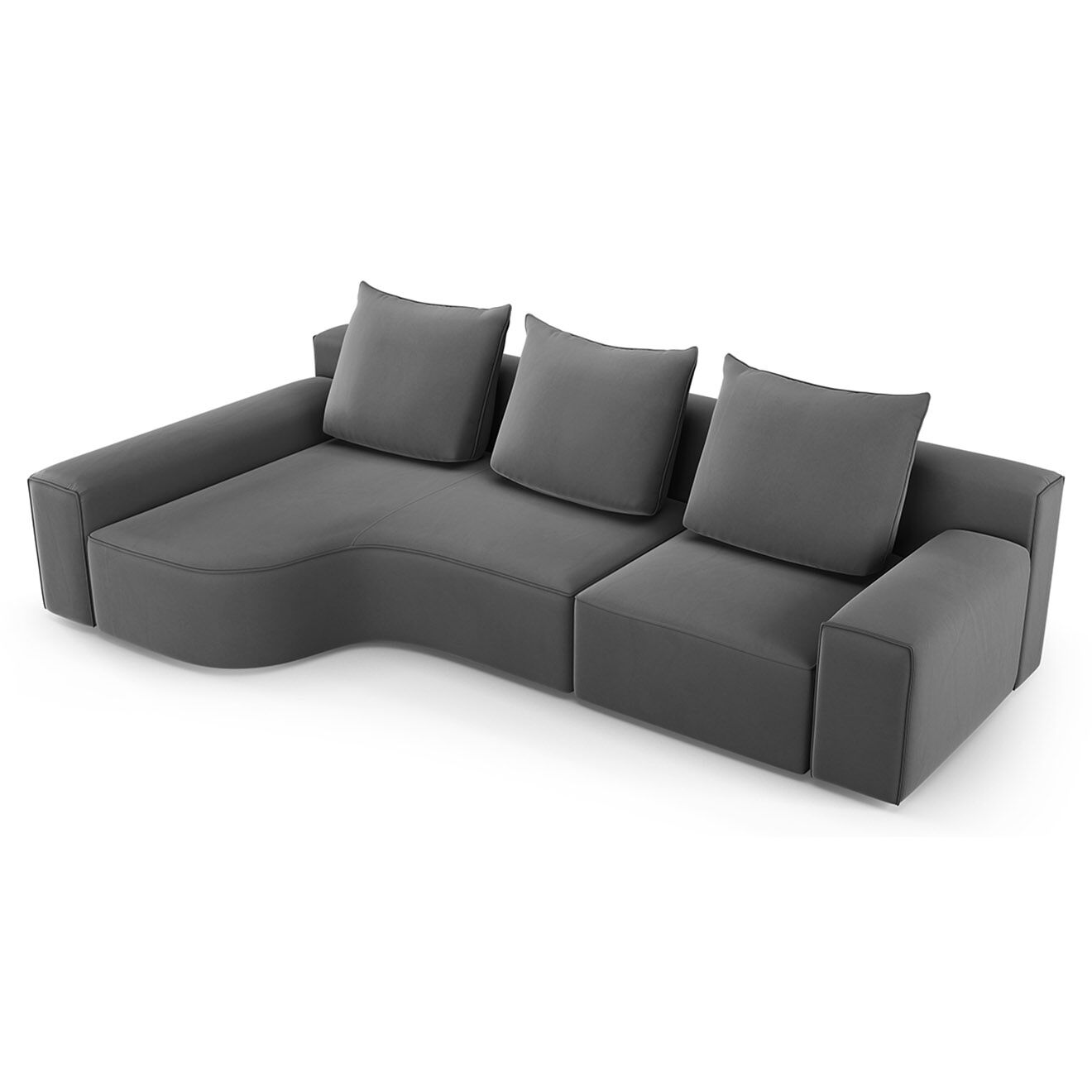 Mazzini Sofas Canapé d'angle Gauche Velours Ivy 4 Places gris foncé - 280x137x89 cm