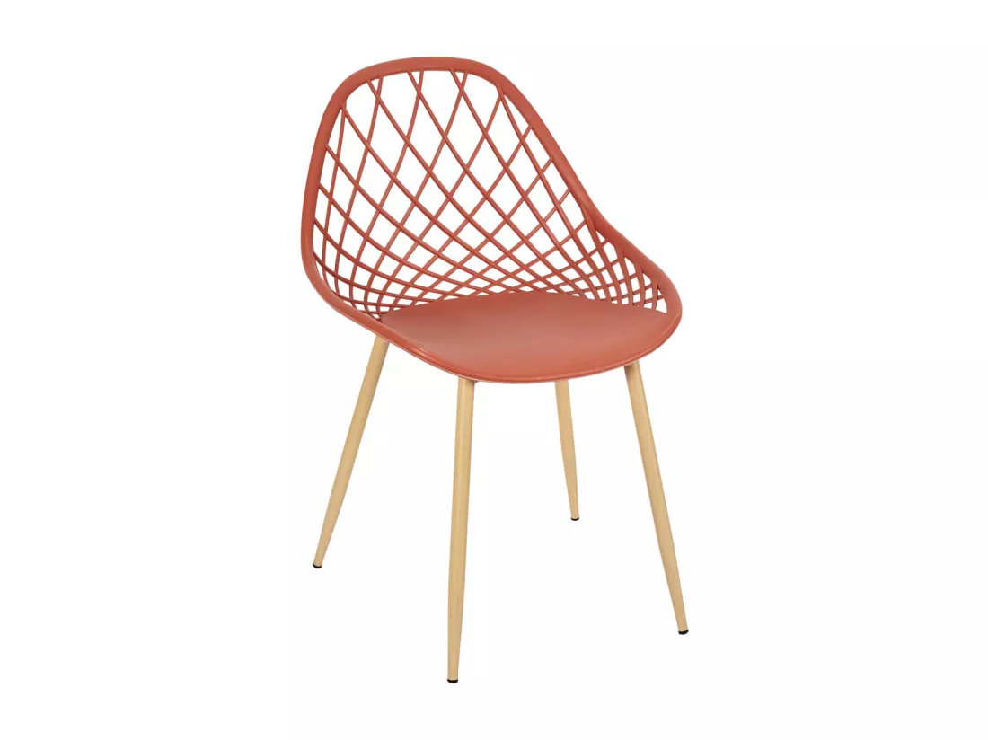 TRESSIE - Lot de 4 Chaises Terracotta Coque Arrondie