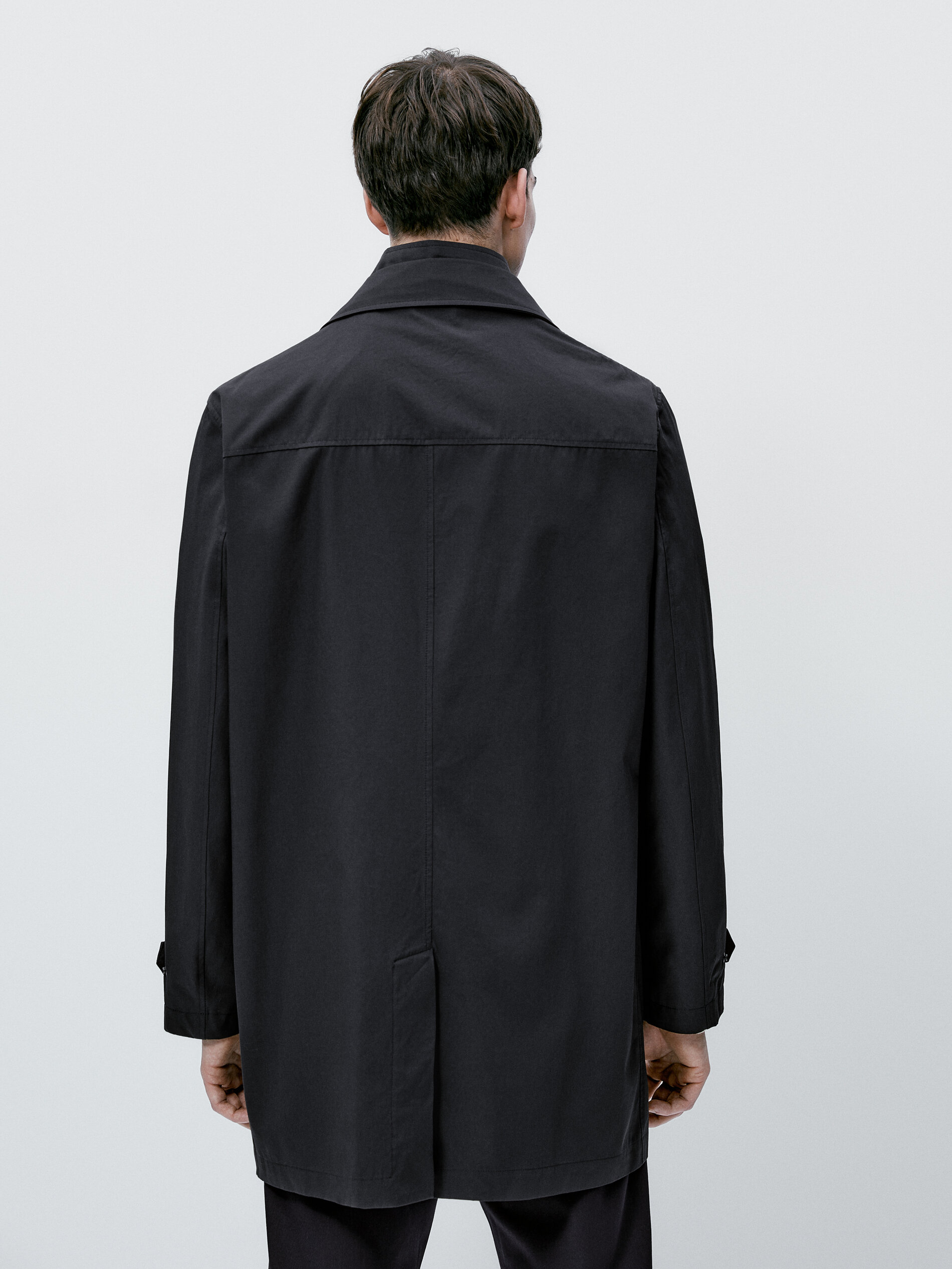 Trench coat de algodão com forro removível - AZUL MARINHO