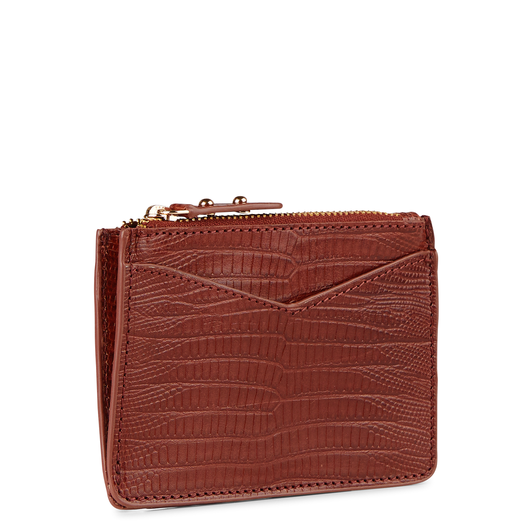 ELMO - Porte-cartes en cuir embossé python | Rouge