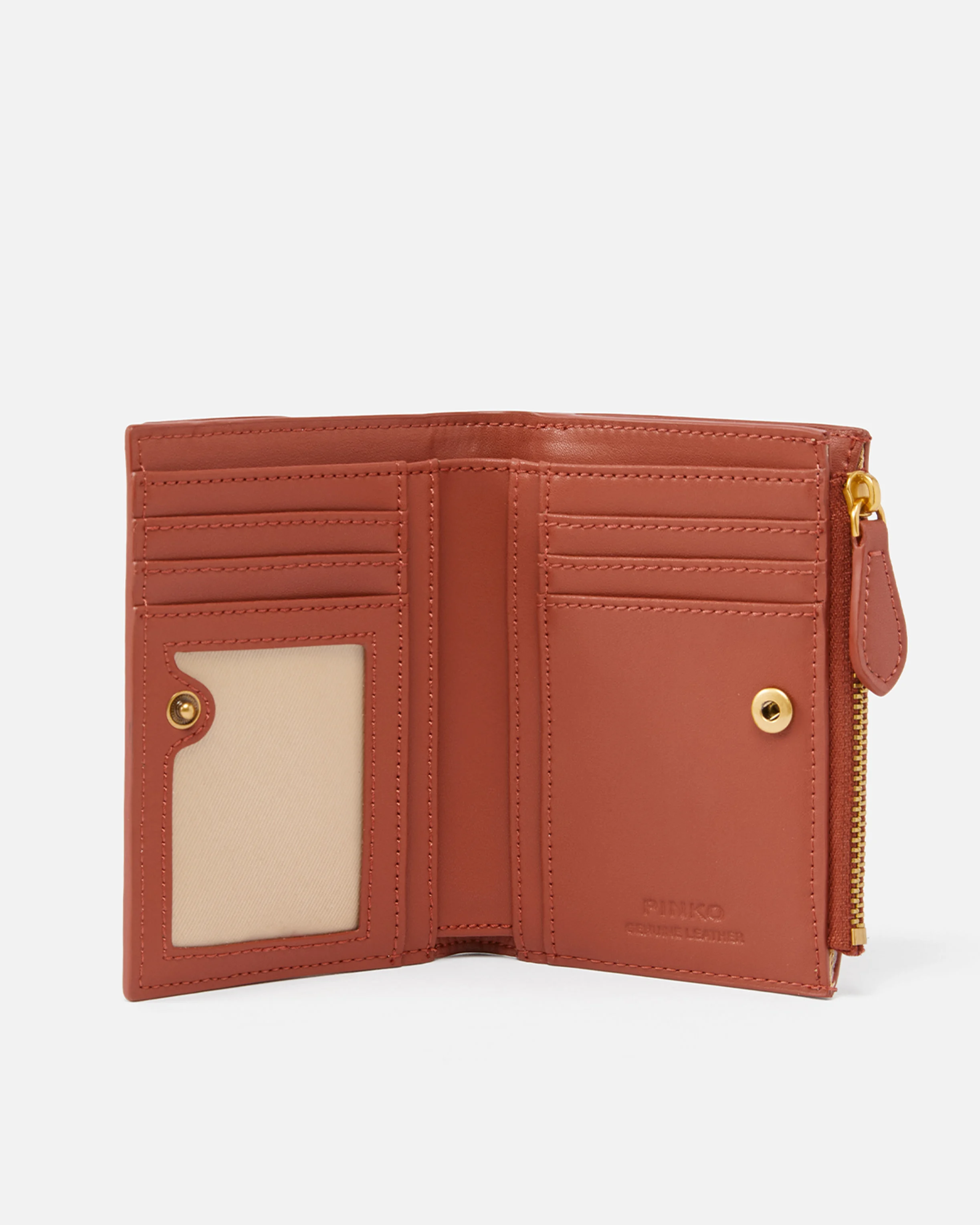 Petit portefeuille compact lisse à logo | Orange