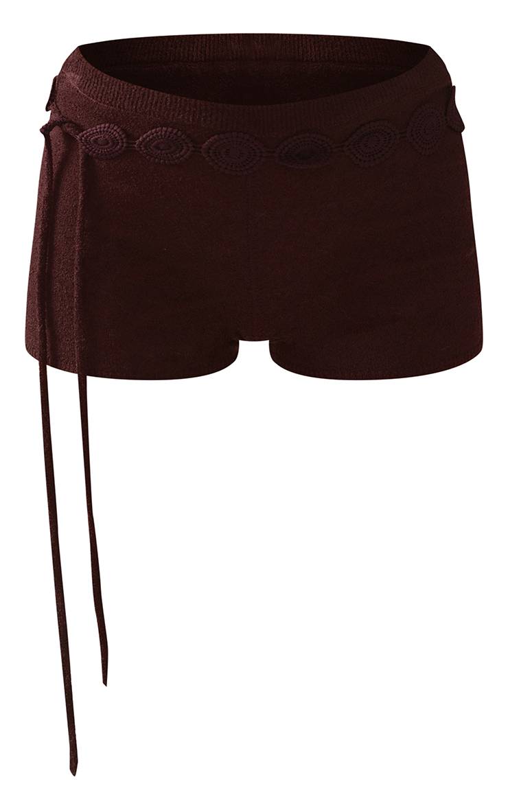 Marron Short Mini En Maille Avec Détail Ceinture