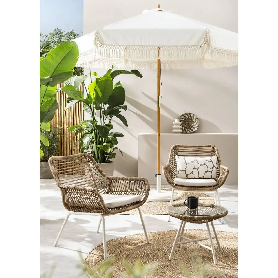 Voetenbank Grand - wicker naturel - 38x47x42 cm