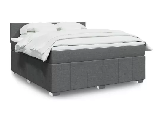 Sommier à lattes de lit avec matelas Gris foncé 180x200cm Tissu