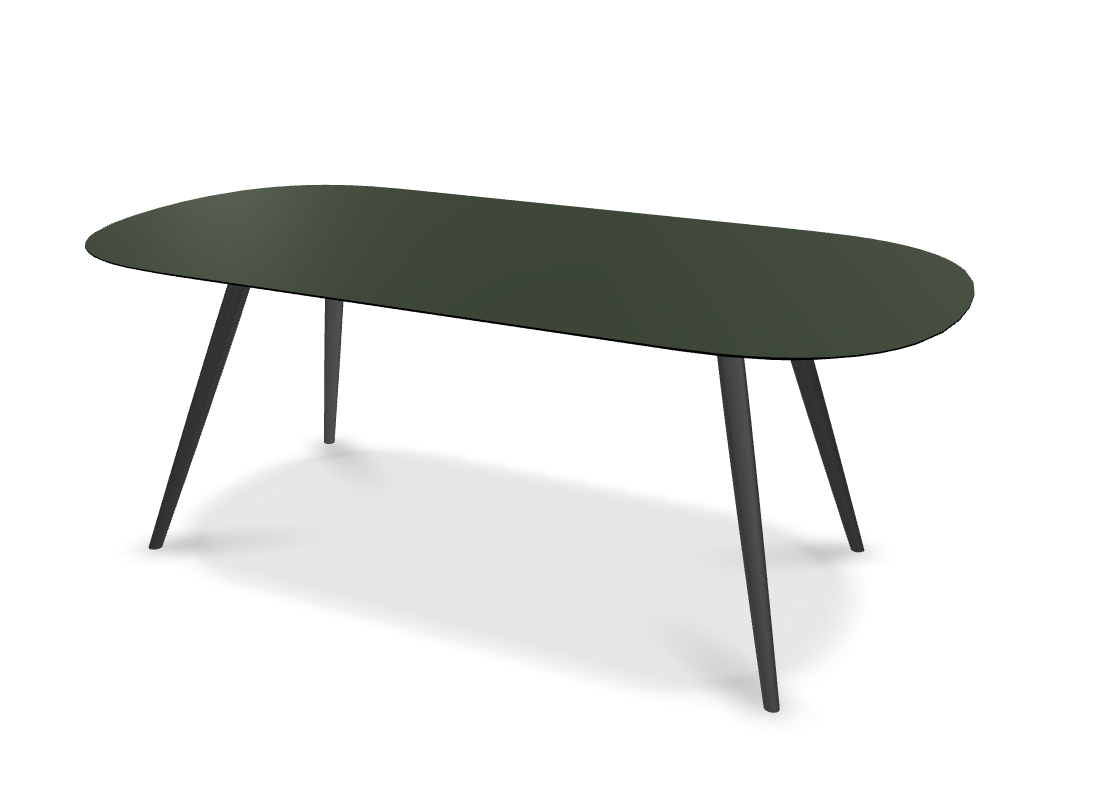 They & Me eettafel Joy – plat ovaal – HPL Zucchini 200 x 100 x 75 cm | HPL Zucchini | Verjongde Rand | Frame TM100 Antraciet