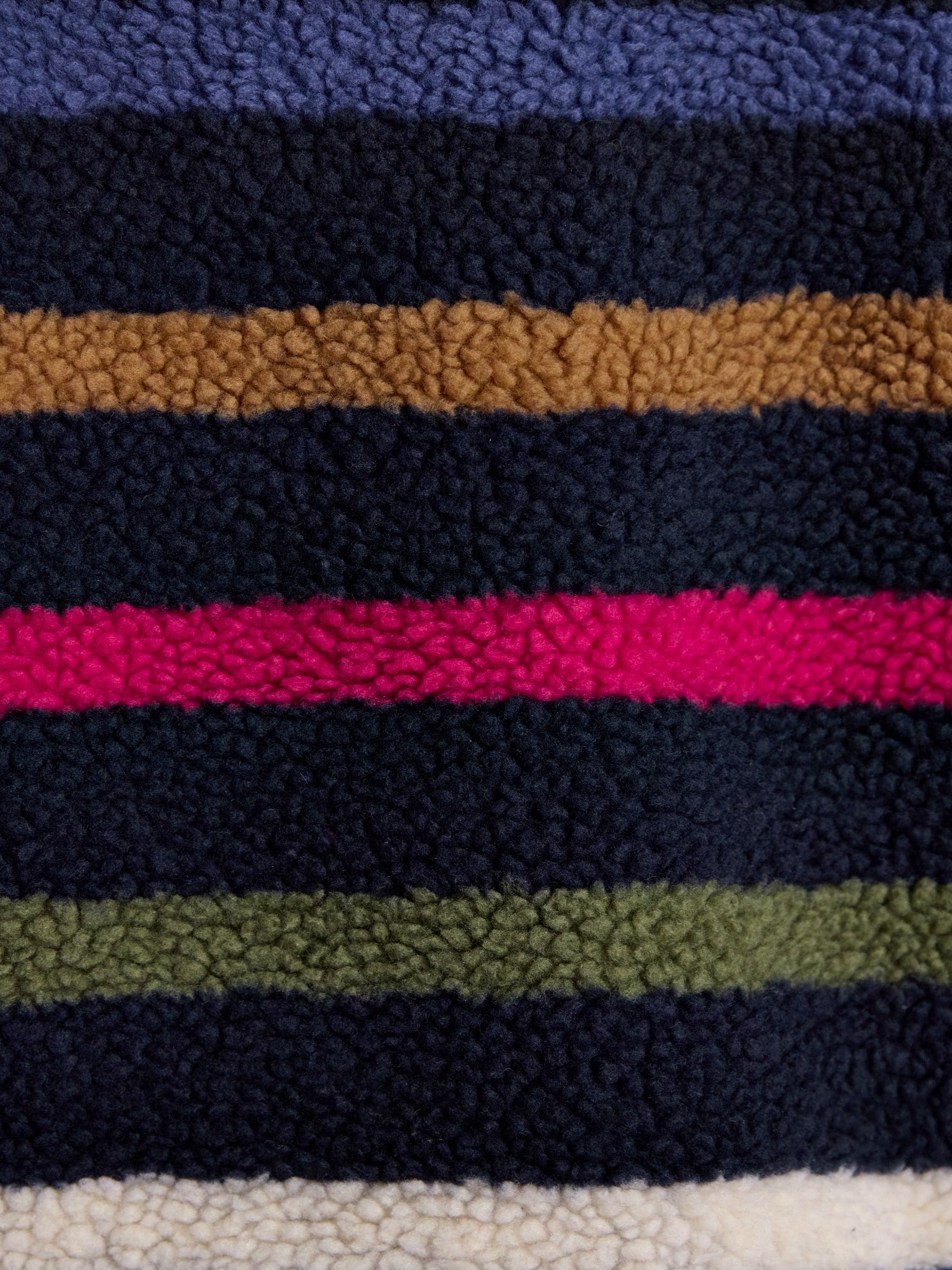 Marineblauw met meerdere strepen - Joules Lottie borg fleece met ritssluiting