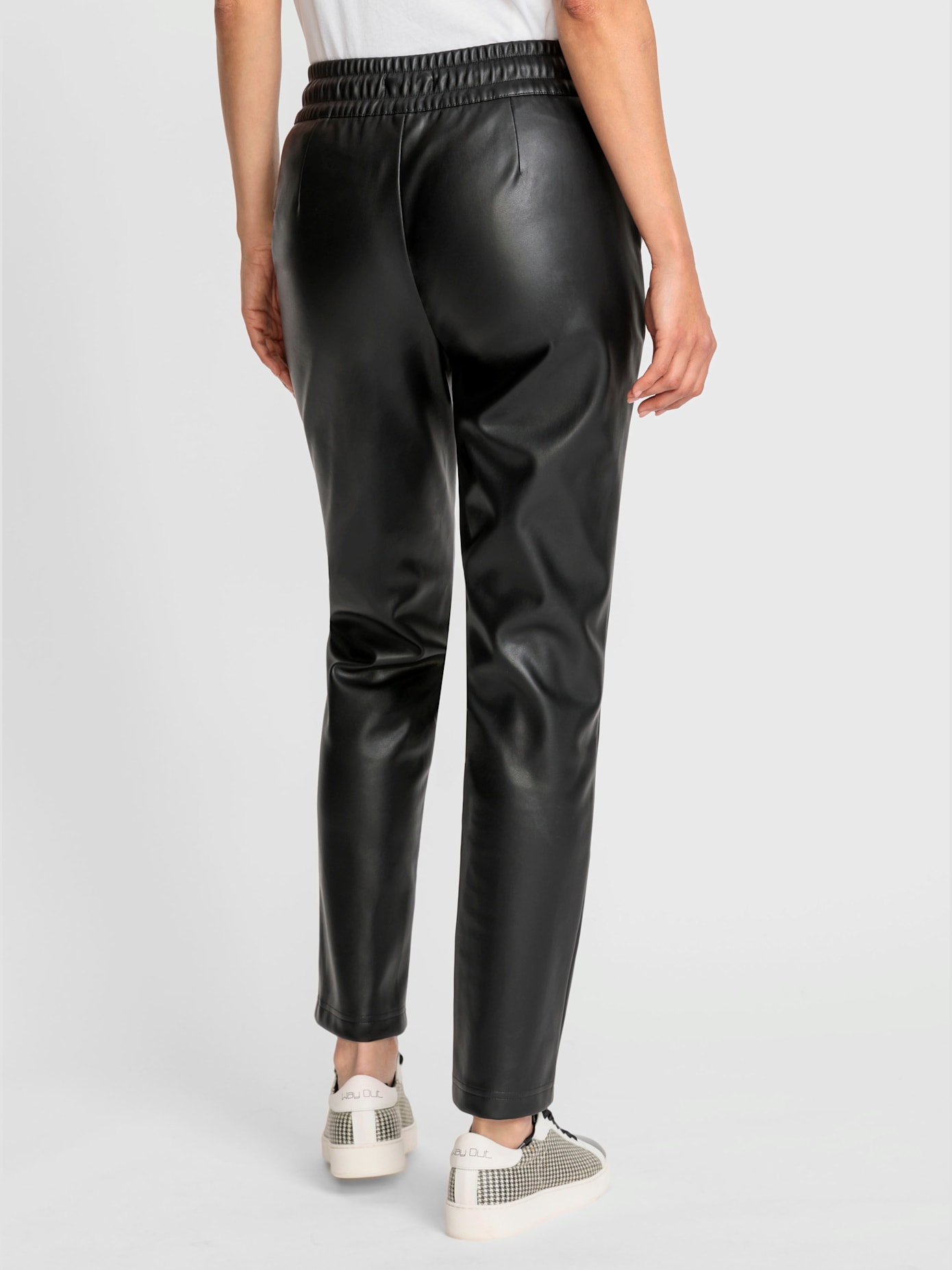 Pantalon en imitation cuir ceinture élastique confortable