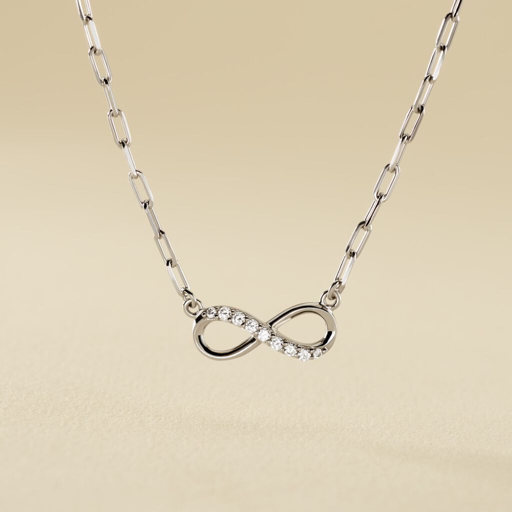 Collier Bastin Argent Blanc Oxyde De Zirconium