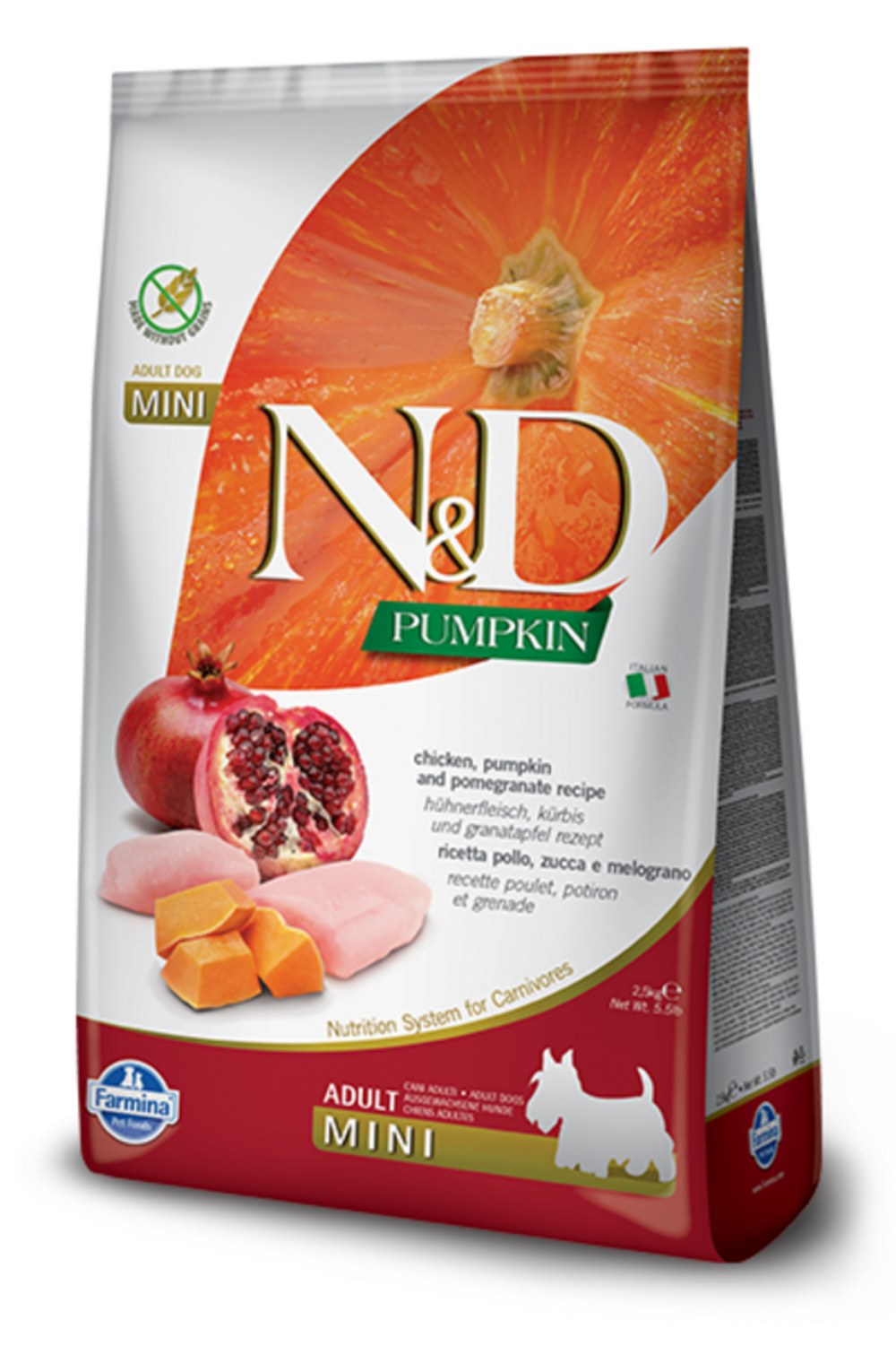 Croquettes n&d potiron poulet & grenade chien mini 7 kg