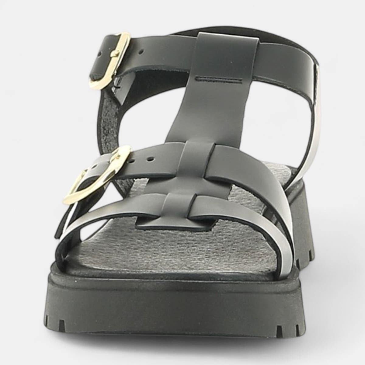 Sandales Femme en cuir noir