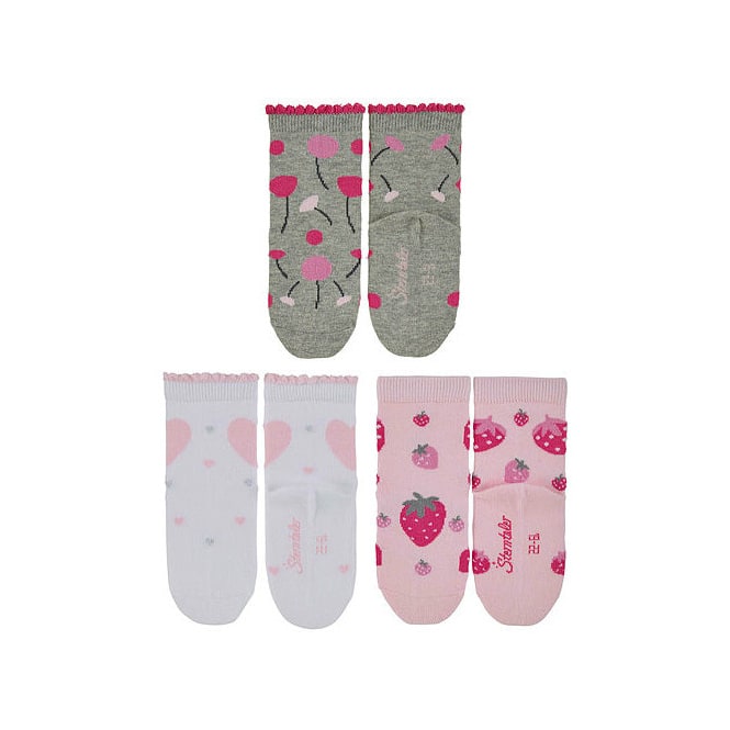 Söckchen - Blume/Erdbeeren/Herzen - 3er Pack - in verschiedenen Größen