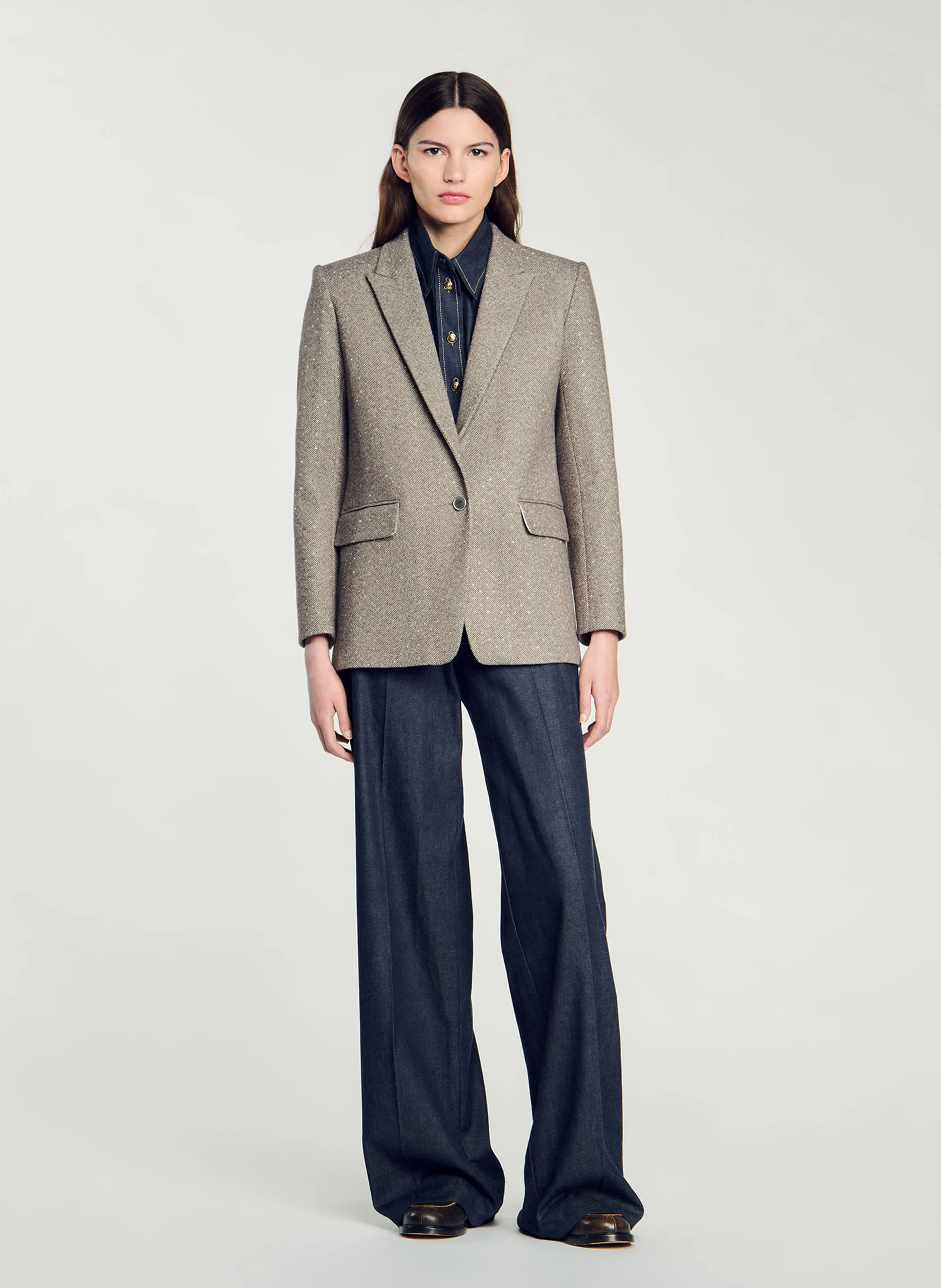 Veste de blazer droite| Beige