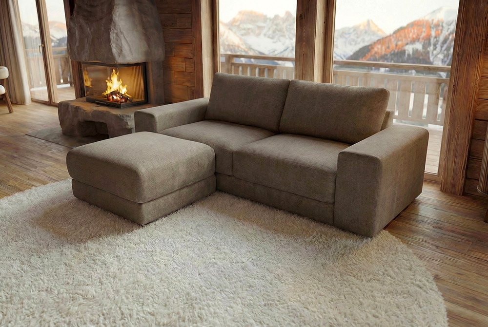 Großes Sofa LOFT 210cm taupe Vogue Velours Samt 3-Sitzer Couch Taschenfederkern