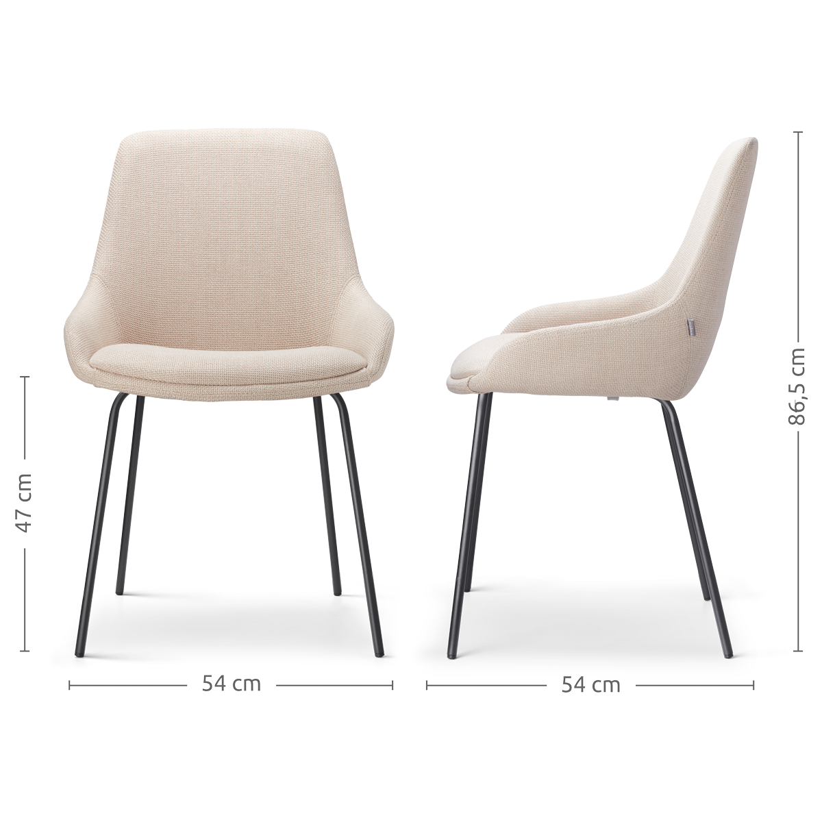 Eetkamerstoel Nora-Isa beige - zwart onderstel