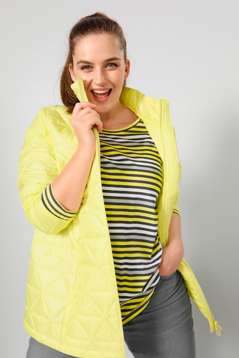 Steppjacke, Classic Fit, Rhombenstepp, Stehkragen, Langarm