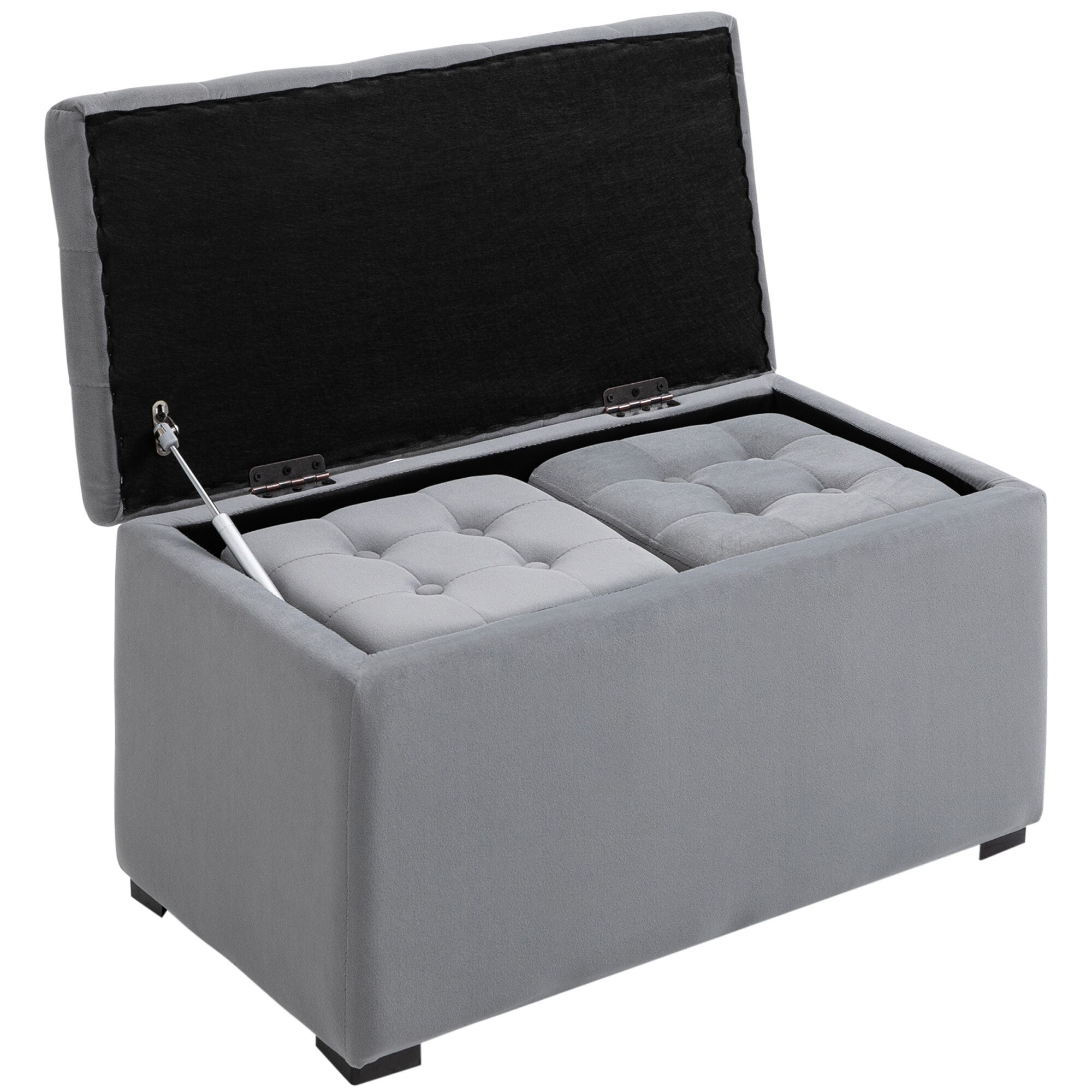 HOMCOM Aufbewahrungsbank Ottomane hellgrau 75 x 40 x 42 cm (LxBxH)