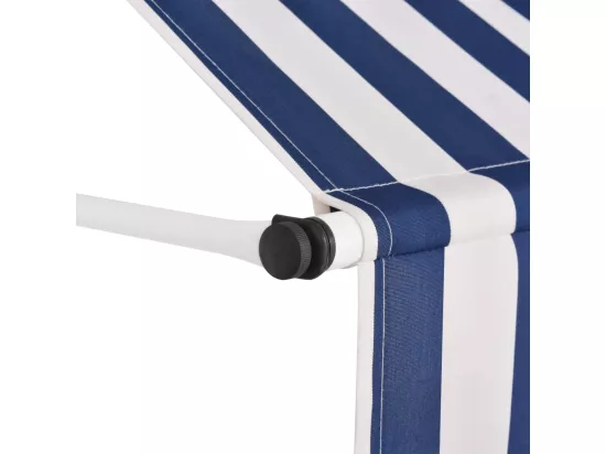 Auvent rétractable manuel 100 cm Rayures bleues et blanches