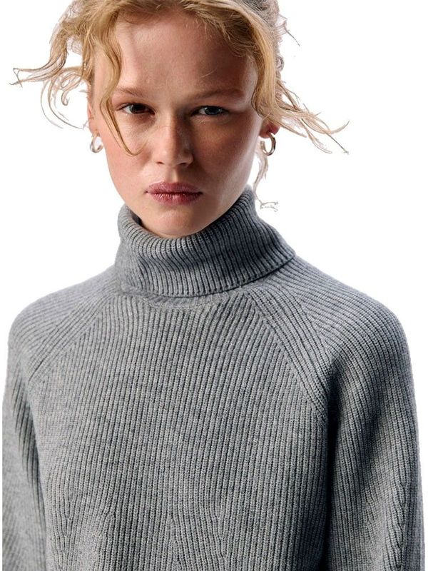 Object - Objviola Ls Lo Rollneck Knit Noos - Trui - Medium Grey Melange