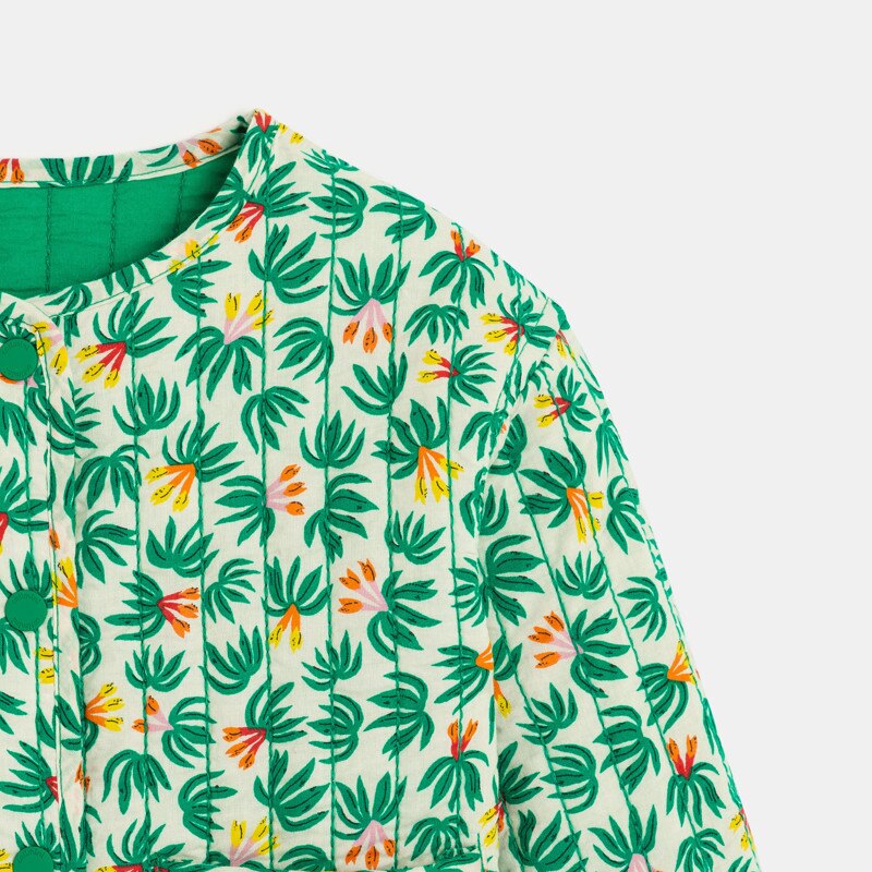 Veste réversible fille verte à motifs tropicaux Catimini Rose