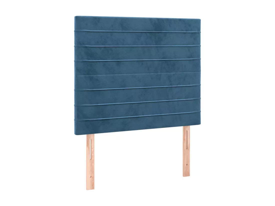 Sommier tapissier et matelas et LED Bleu foncé 90x190cm Velours