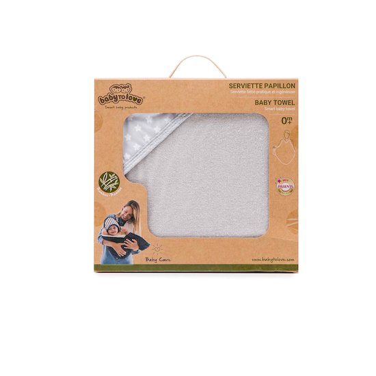 Serviette papillon bambou   White Stars        de               Babytolove