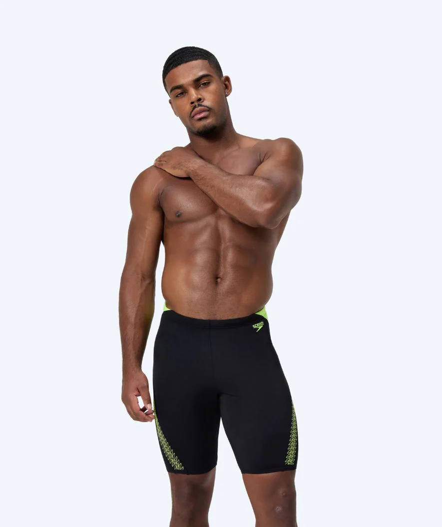 Speedo lange badebukser til mænd - Hyperboom Splice - Sort/gul
