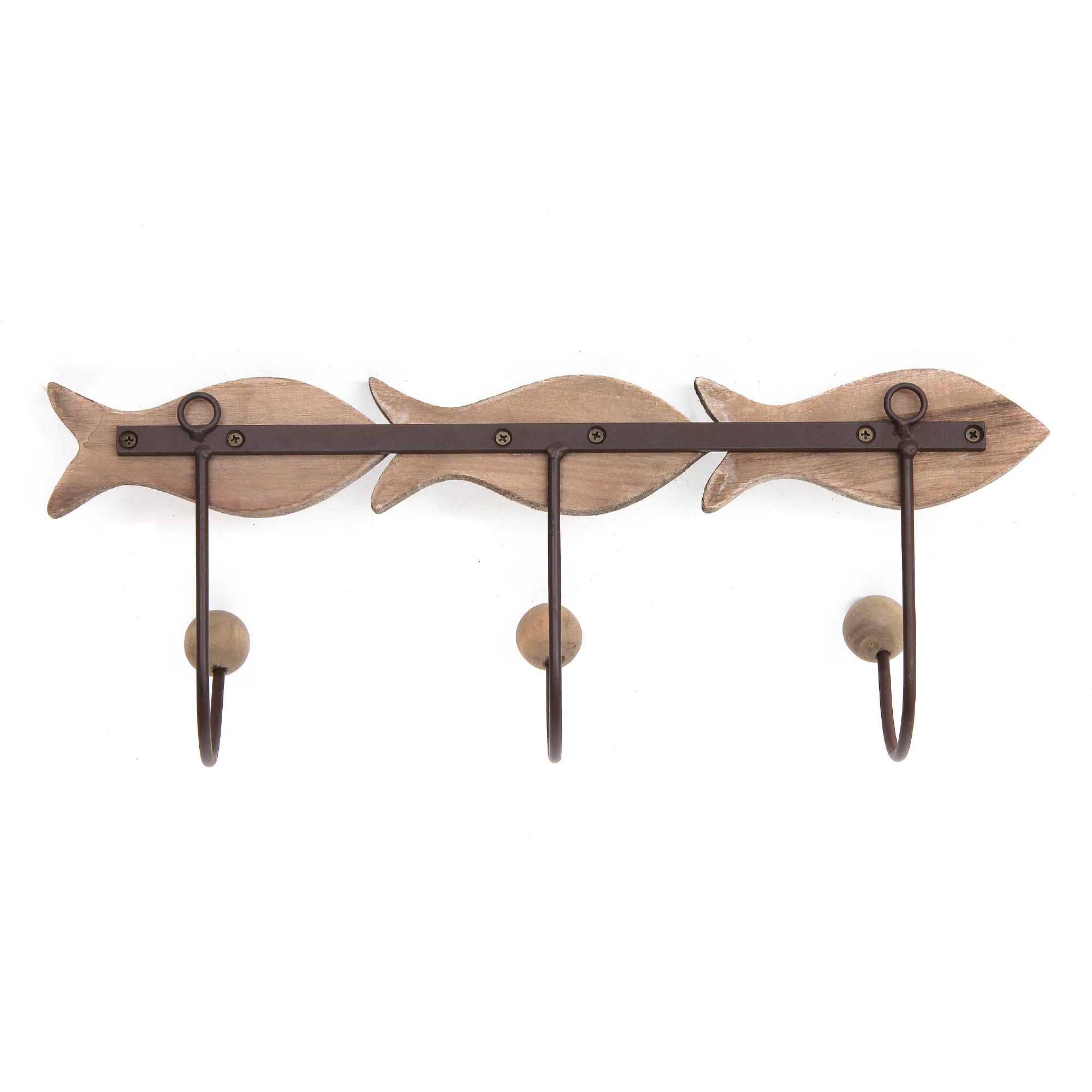 3er Hakenleiste 'Fische', natur, B 45 cm, H 17 cm, T 12 cm von fischer's lagerhaus