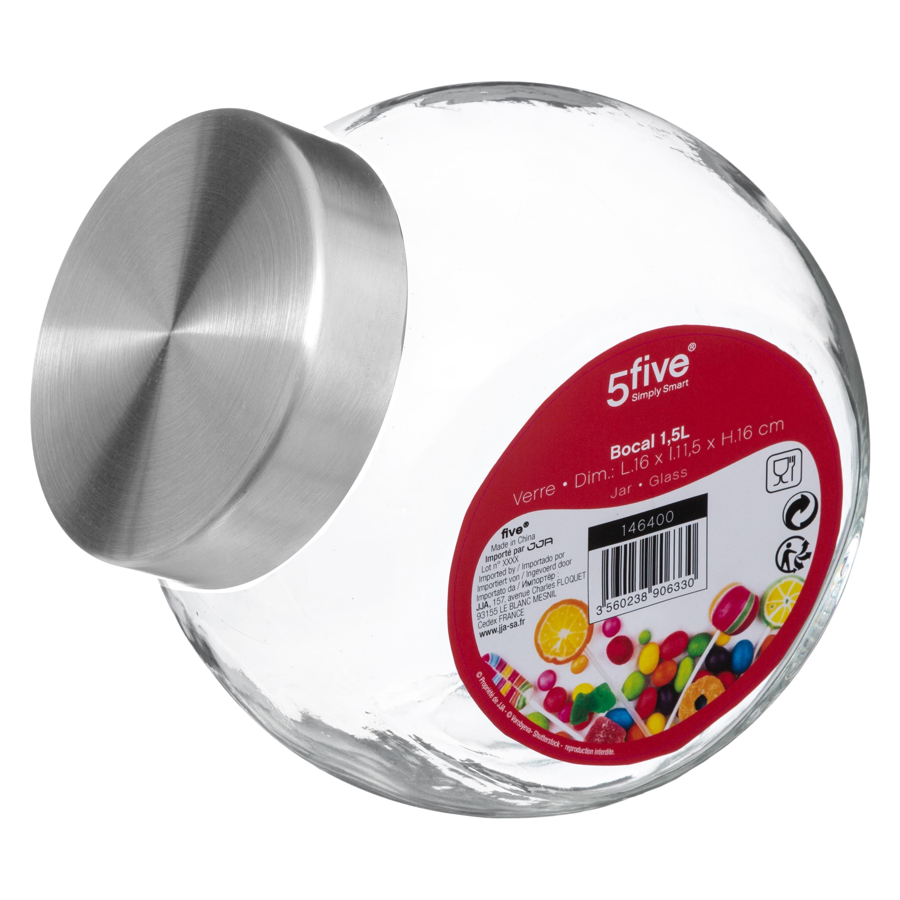 BOCAL BONBONS VERRE INOX 1.5L