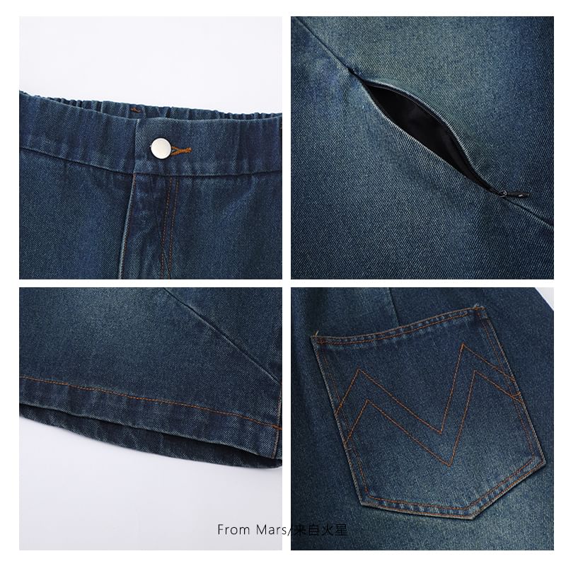 CHIC ERRO - Mid-rise gewassen denim shorts