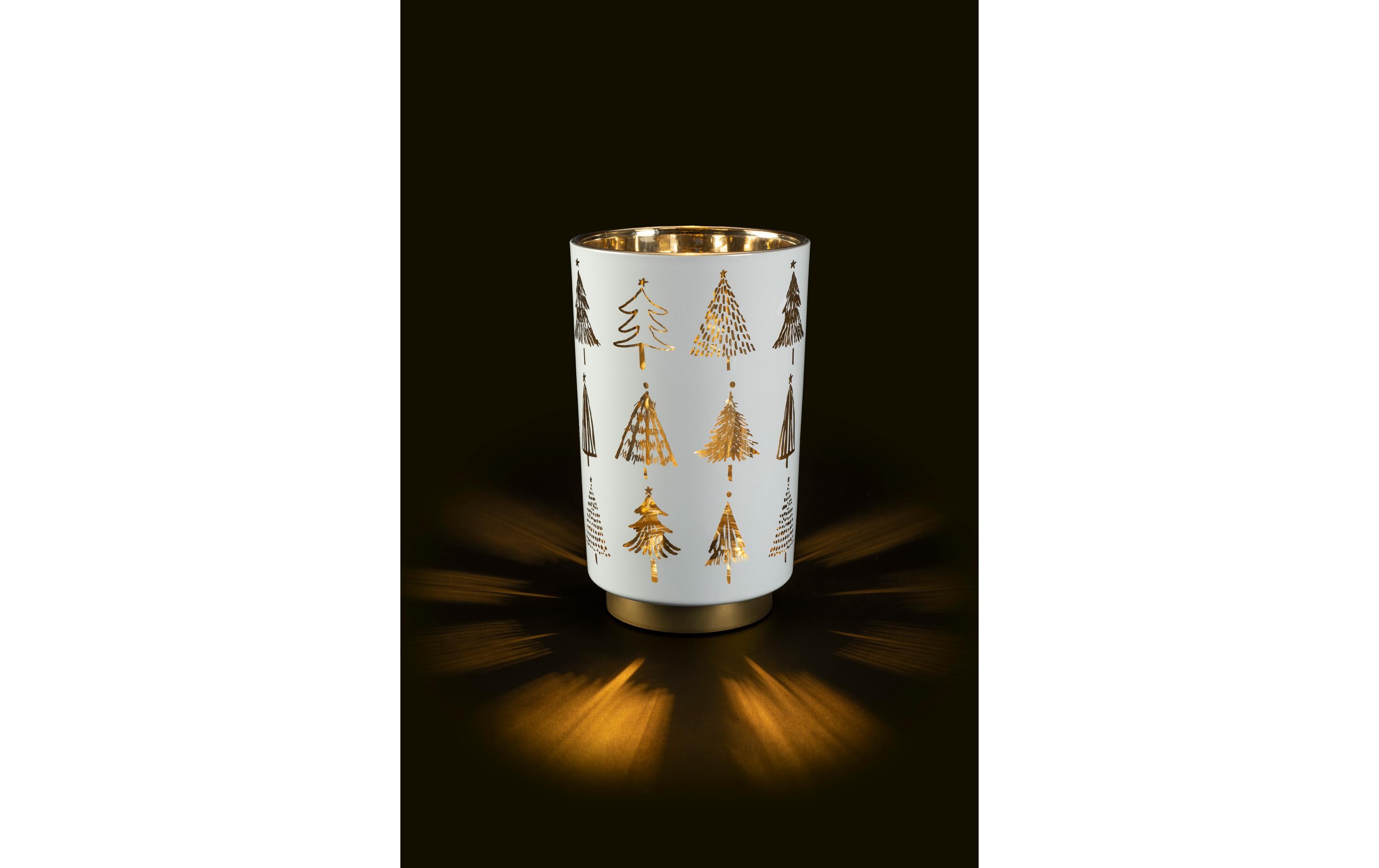 Laterne, Baum, M, 20 cm, WeissLED Weihnachtsdekoration