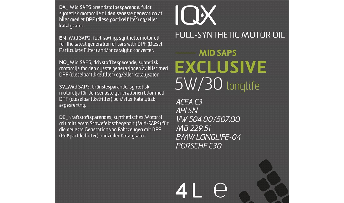 IQ-X LL Exclusive 5W/30 motorolie 4 lit