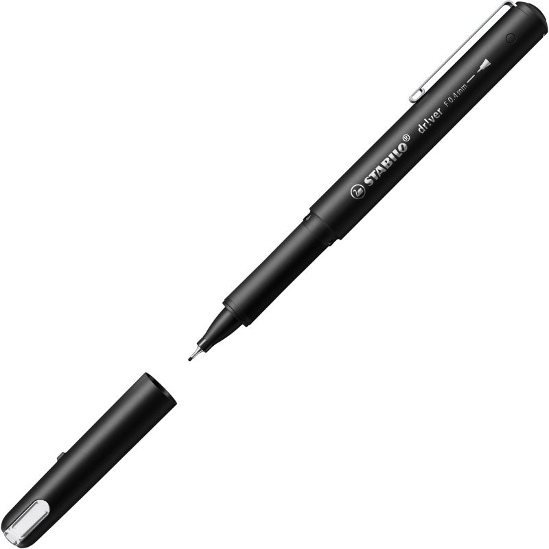 Stylo feutre Stabilo Driver F à capuchon pointe 0,4 mm - écriture fine