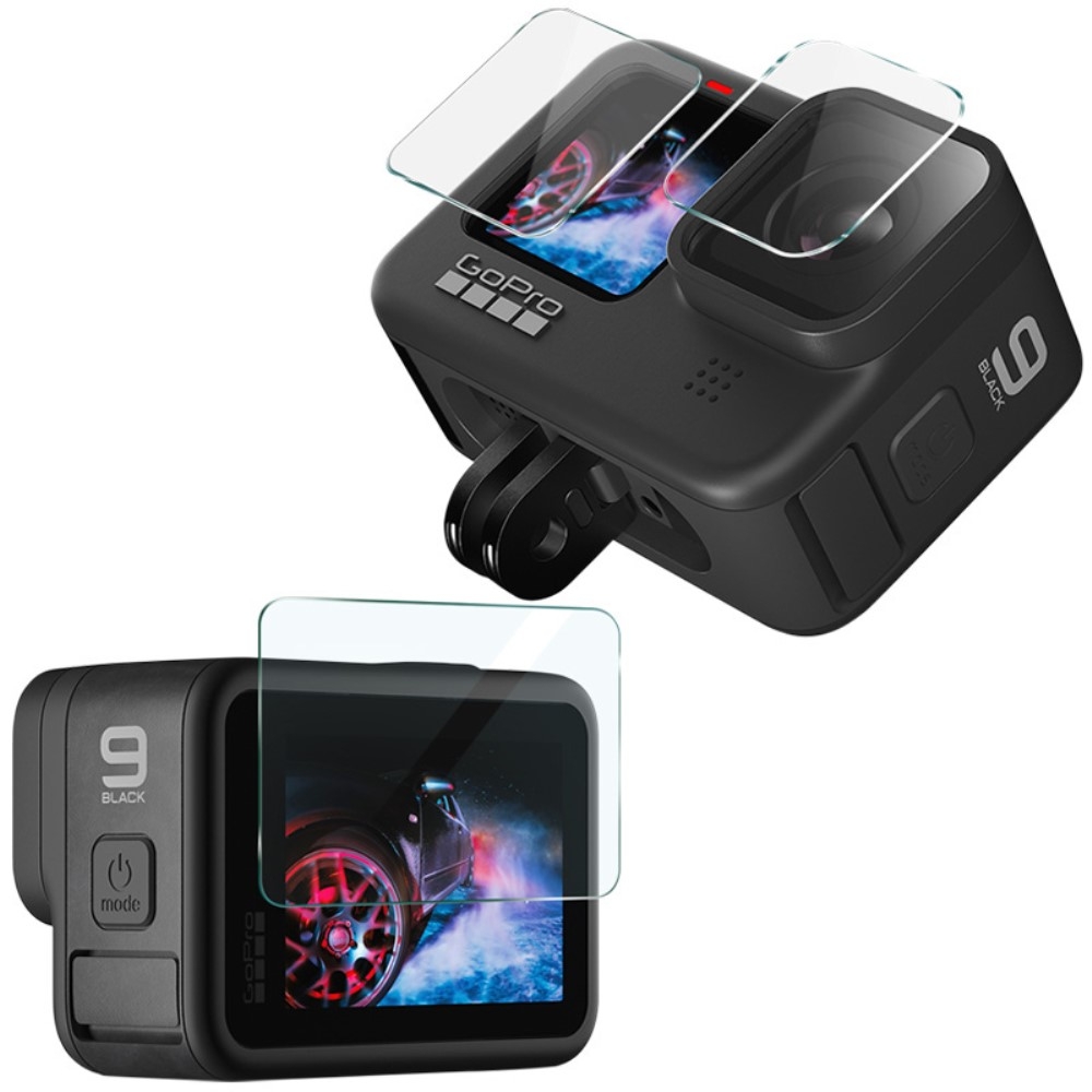 (3-tlg. Set) GoPro Hero 9 Black Panzer Glas Display (1x Kamera / 1x Display) - Transparent