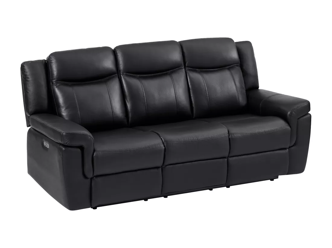 Canapé 3 places et un fauteuil relax électrique en cuir KENNETH - Noir